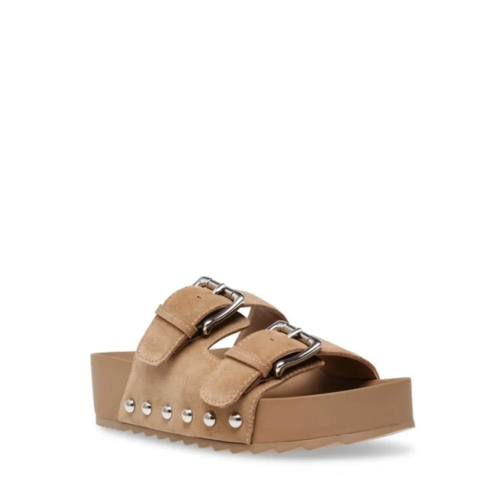 Steve Madden Tan Slide Sandals - Picture 3 of 15
